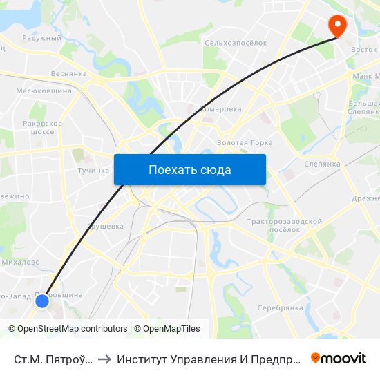 Ст.М. Пятроўшчына to Институт Управления И Предпринимательства map