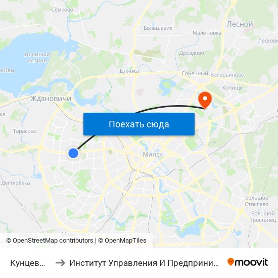 Кунцевщина to Институт Управления И Предпринимательства map