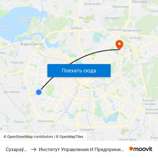 Сухараўская to Институт Управления И Предпринимательства map