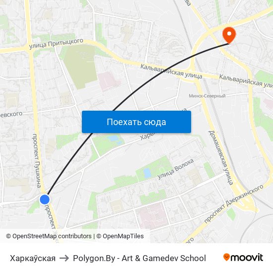 Харкаўская to Polygon.By - Art & Gamedev School map