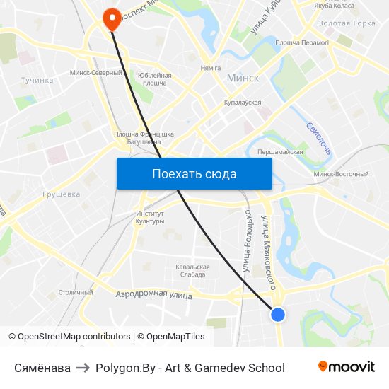 Сямёнава to Polygon.By - Art & Gamedev School map