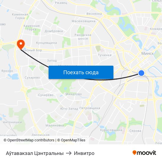 Аўтавакзал Цэнтральны to Инвитро map