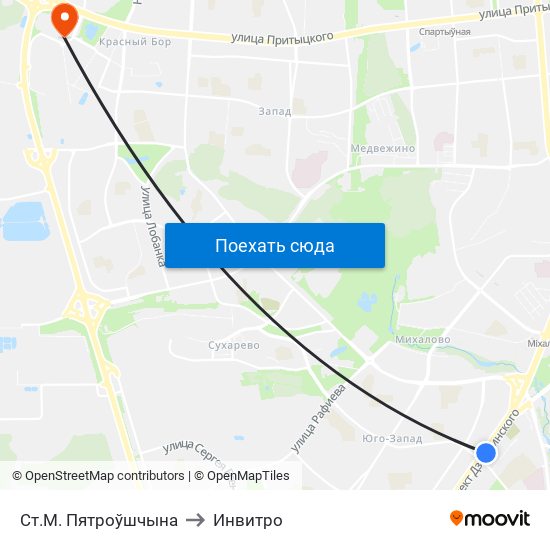 Ст.М. Пятроўшчына to Инвитро map