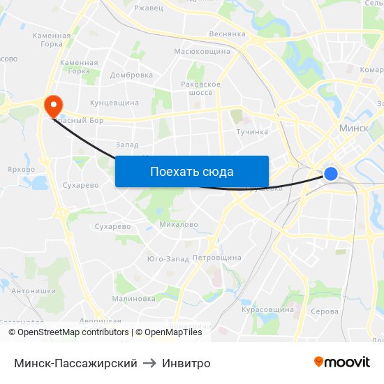 Минск-Пассажирский to Инвитро map