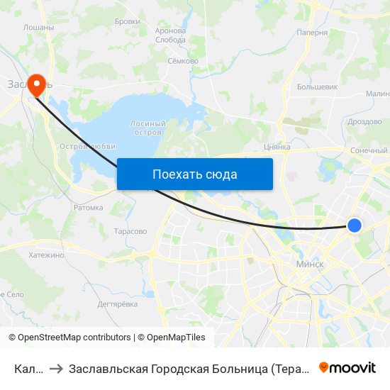 Калініна to Заславльская Городская Больница (Терапевтическое Отделение №2) map