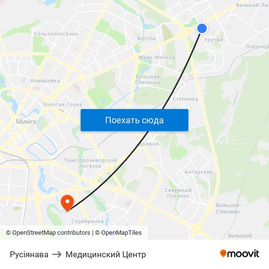 Русіянава to Медицинский Центр map