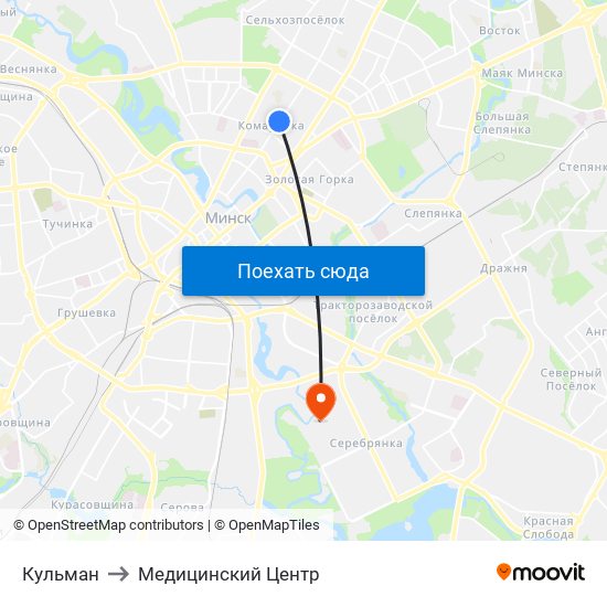 Кульман to Медицинский Центр map