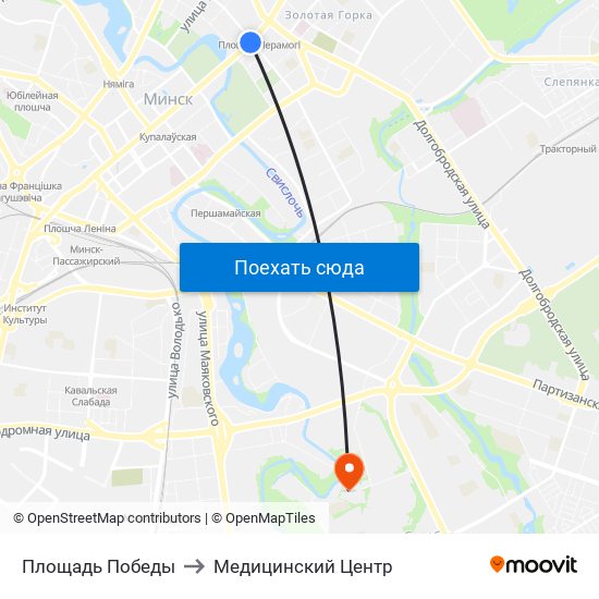 Площадь Победы to Медицинский Центр map