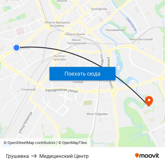 Грушевка to Медицинский Центр map