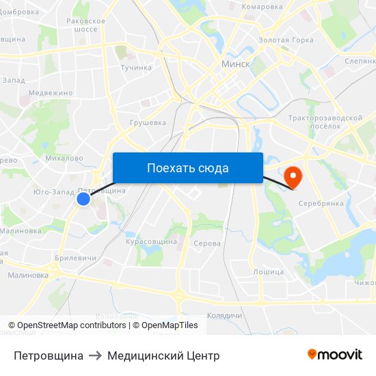 Петровщина to Медицинский Центр map