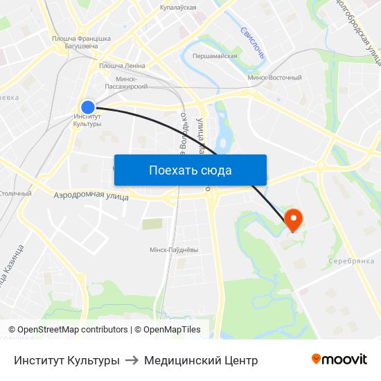 Институт Культуры to Медицинский Центр map