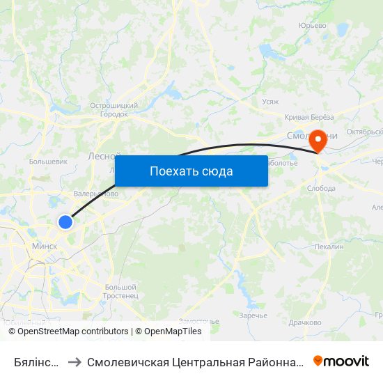 Бялінскага to Смолевичская Центральная Районная Больница map