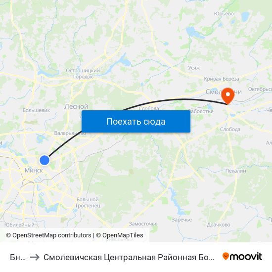 Бнту to Смолевичская Центральная Районная Больница map