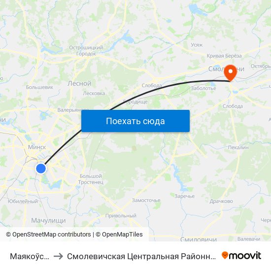 Маякоўскага to Смолевичская Центральная Районная Больница map