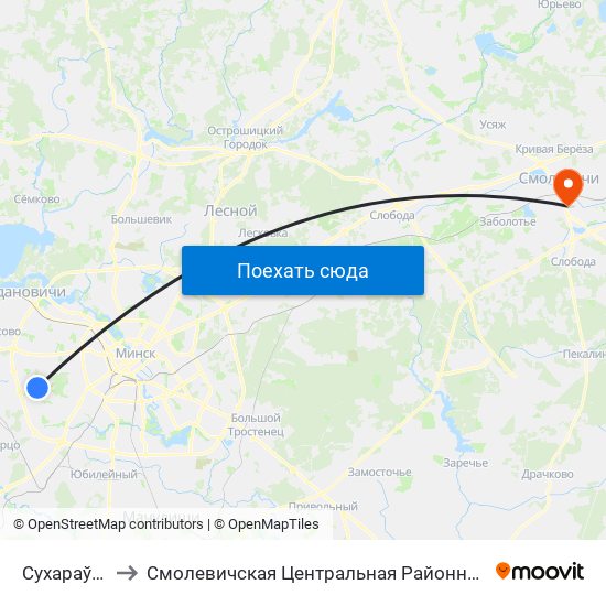 Сухараўская to Смолевичская Центральная Районная Больница map