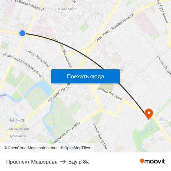 Праспект Машэрава to Бдуір 8к map