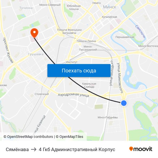 Сямёнава to 4 Гкб Административный Корпус map