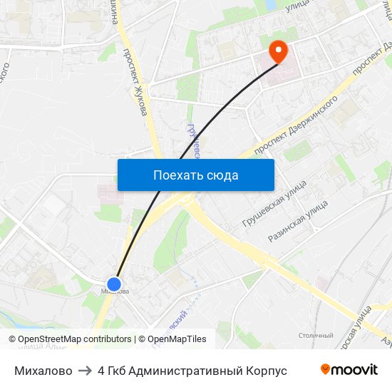 Михалово to 4 Гкб Административный Корпус map