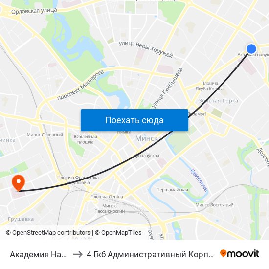 Академия Наук to 4 Гкб Административный Корпус map