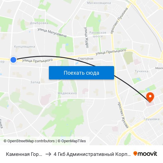 Каменная Горка to 4 Гкб Административный Корпус map