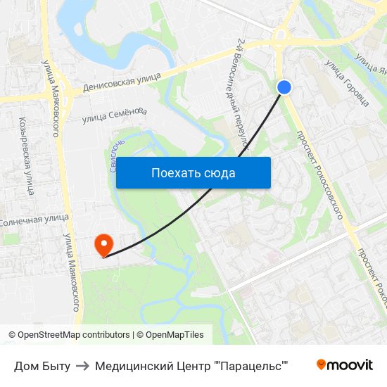 Дом Быту to Медицинский Центр ""Парацельс"" map