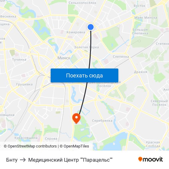 Бнту to Медицинский Центр ""Парацельс"" map