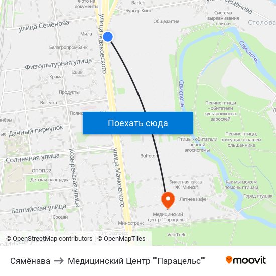 Сямёнава to Медицинский Центр ""Парацельс"" map