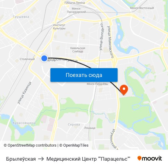 Брылеўская to Медицинский Центр ""Парацельс"" map