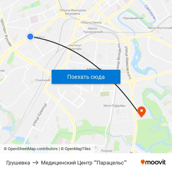 Грушевка to Медицинский Центр ""Парацельс"" map