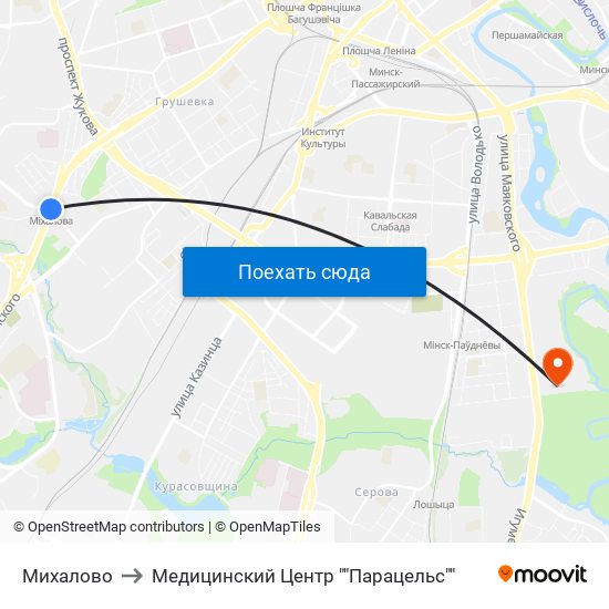 Михалово to Медицинский Центр ""Парацельс"" map