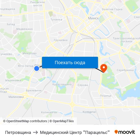 Петровщина to Медицинский Центр ""Парацельс"" map