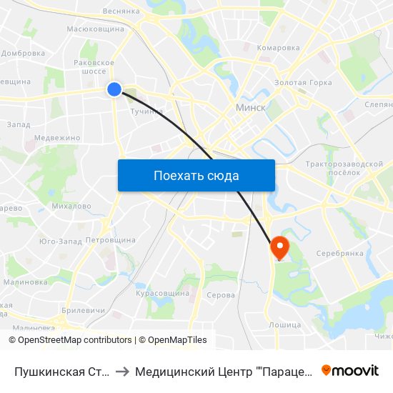 Пушкинская Ст.М. to Медицинский Центр ""Парацельс"" map