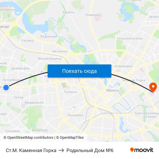 Ст.М. Каменная Горка to Родильный Дом №6 map
