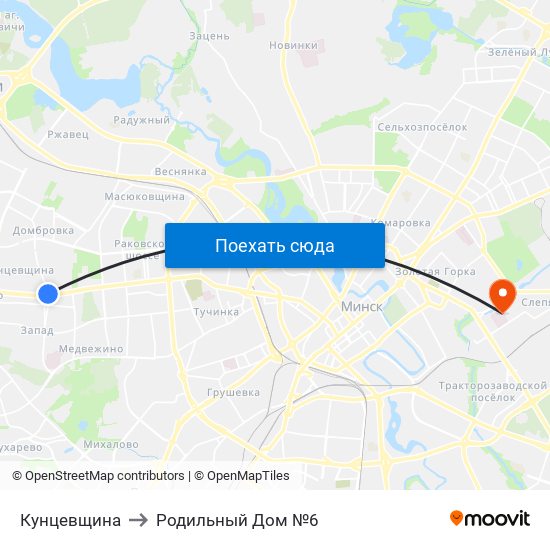 Кунцевщина to Родильный Дом №6 map