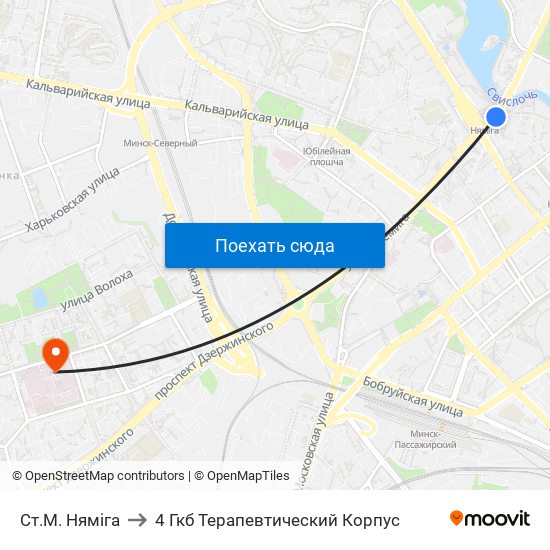 Ст.М. Няміга to 4 Гкб Терапевтический Корпус map