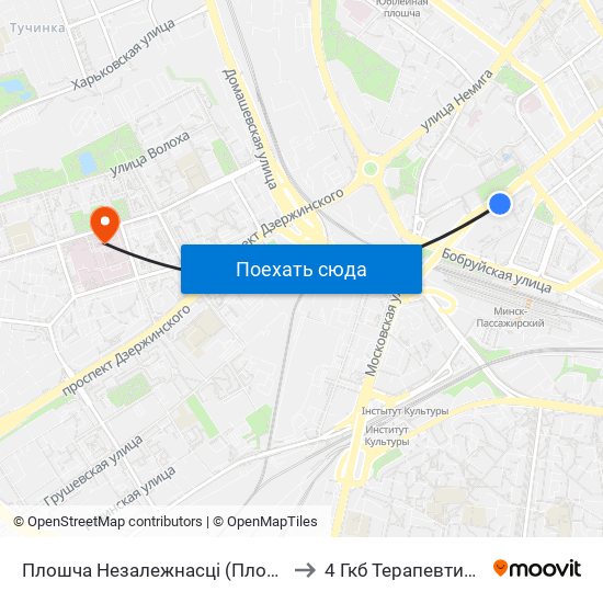 Плошча Незалежнасці (Площадь Независимости) to 4 Гкб Терапевтический Корпус map