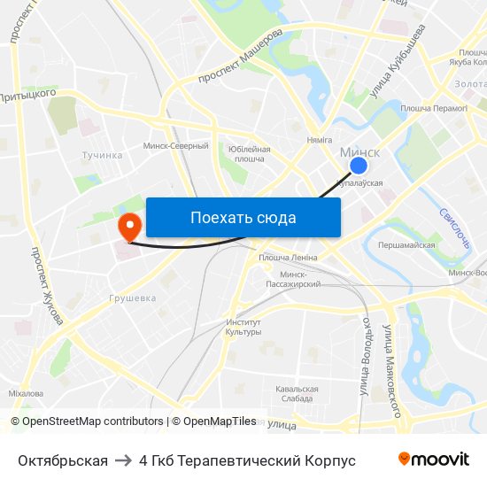 Октябрьская to 4 Гкб Терапевтический Корпус map