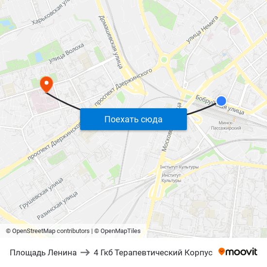 Площадь Ленина to 4 Гкб Терапевтический Корпус map