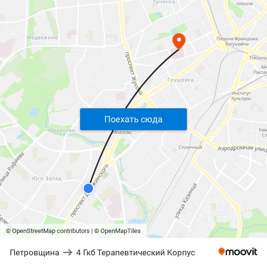 Петровщина to 4 Гкб Терапевтический Корпус map