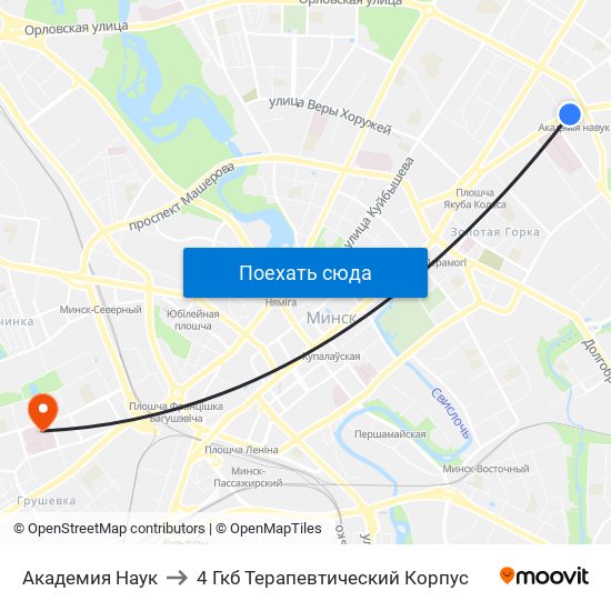 Академия Наук to 4 Гкб Терапевтический Корпус map