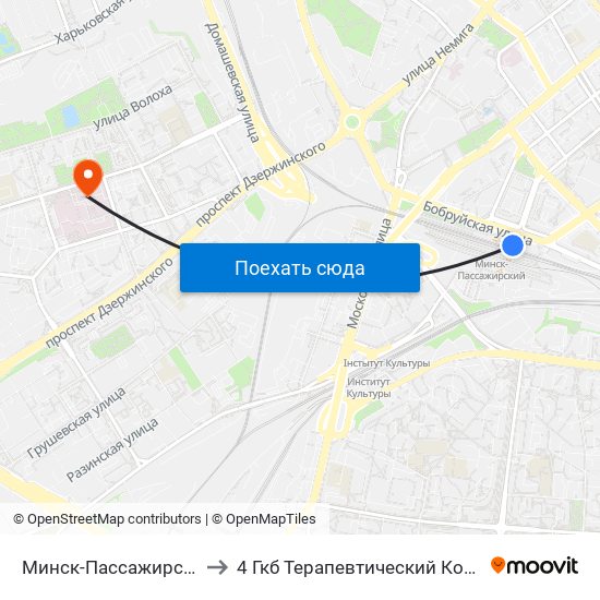 Минск-Пассажирский to 4 Гкб Терапевтический Корпус map