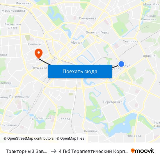 Тракторный Завод to 4 Гкб Терапевтический Корпус map