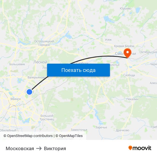 Московская to Виктория map