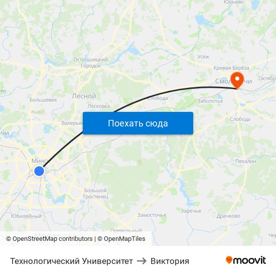 Технологический Университет to Виктория map