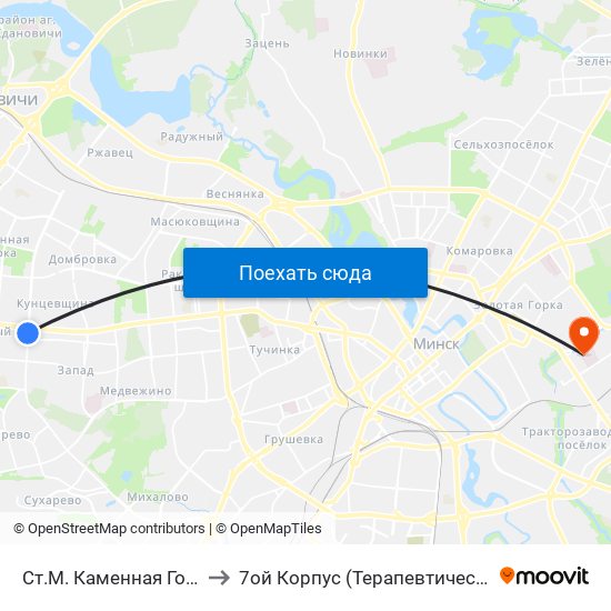 Ст.М. Каменная Горка to 7ой Корпус (Терапевтический) map