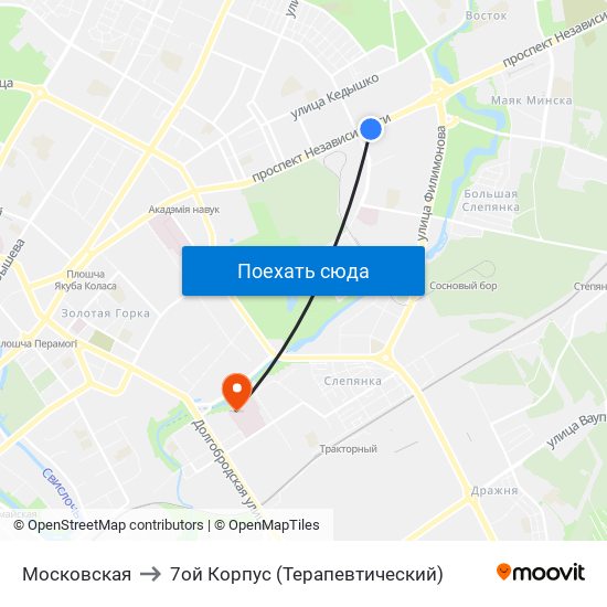 Московская to 7ой Корпус (Терапевтический) map