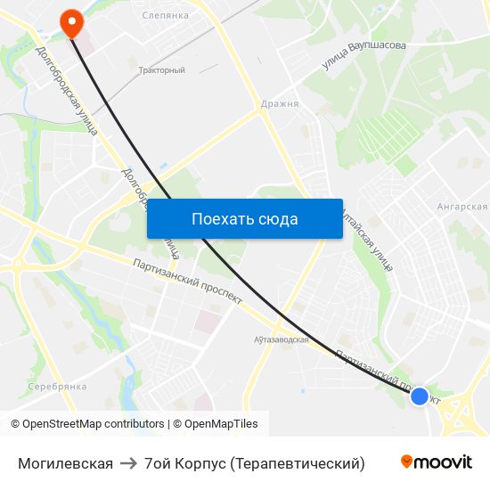 Могилевская to 7ой Корпус (Терапевтический) map