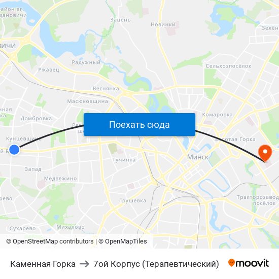 Каменная Горка to 7ой Корпус (Терапевтический) map