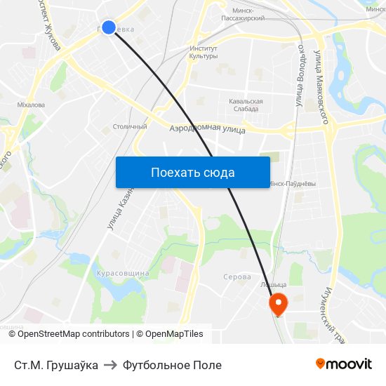 Ст.М. Грушаўка to Футбольное Поле map