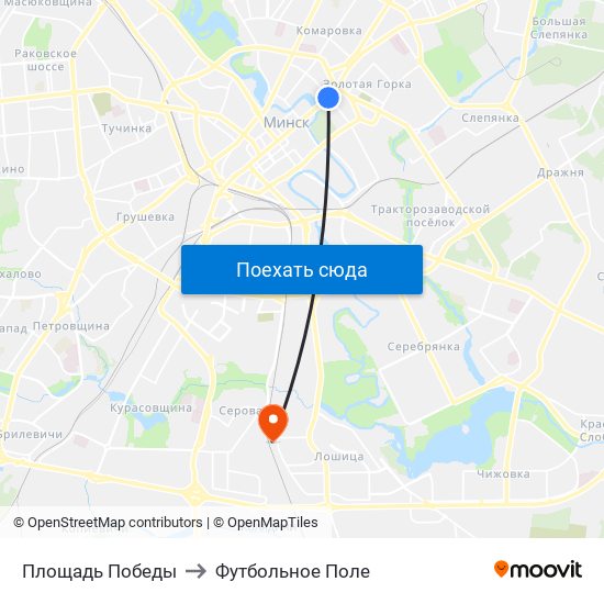 Площадь Победы to Футбольное Поле map